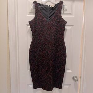Michael Kors Red and Black Lace Sheath Dress Size 12